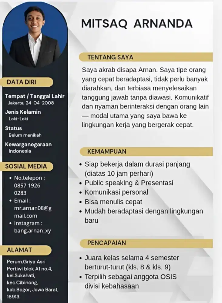 SAYA SIAP BEKERJA (posisi ; waiter, cleaner, salesman, admin)