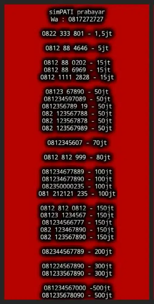 NOMOR CANTIK KOLEKSI SIMPATI