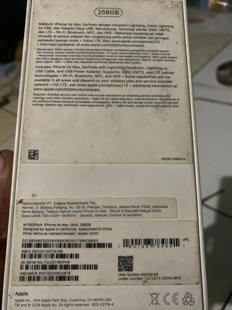 Iphone xs max 256 gb resmi ibox