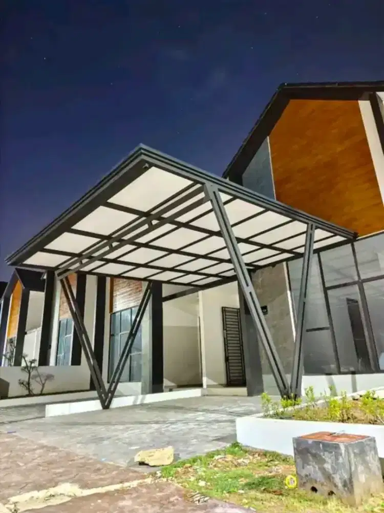 Kanopi dan pagar minimalis modern