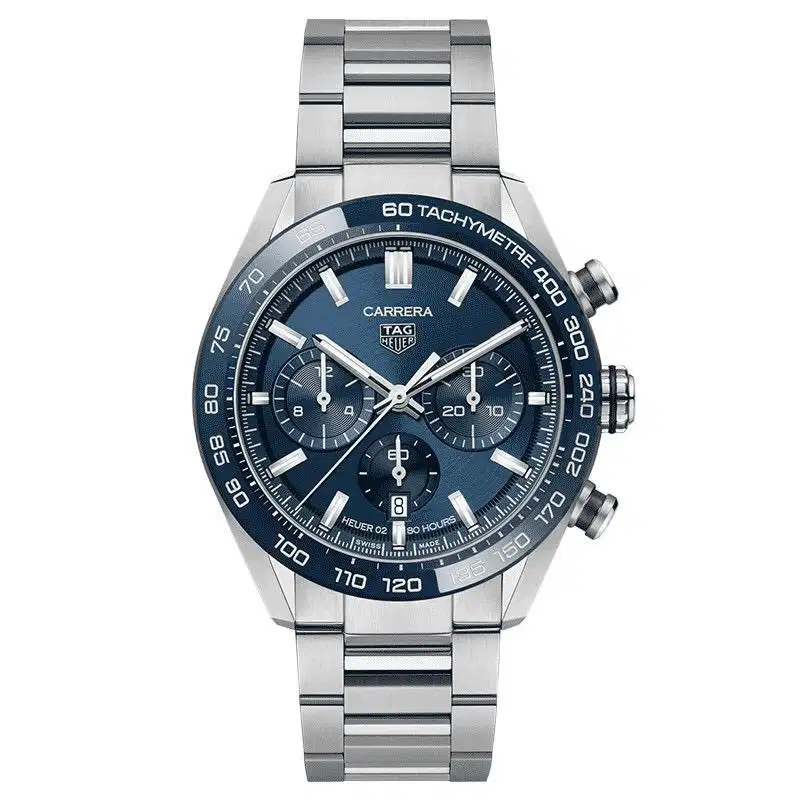 Tag Heuer Carrera Heuer 02, Blue Ceramic Bezel Chronograph 44