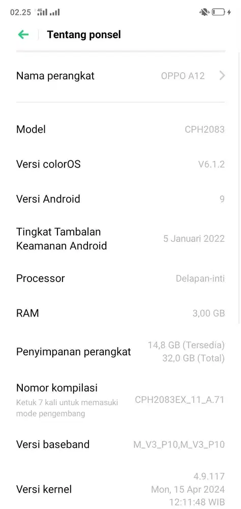 Oppo A12 batang