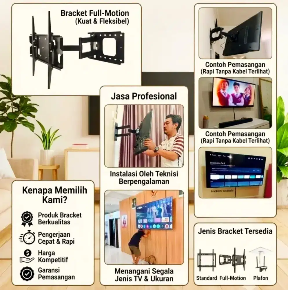 Bracket tv dipasang di Dinding (braket/breket)