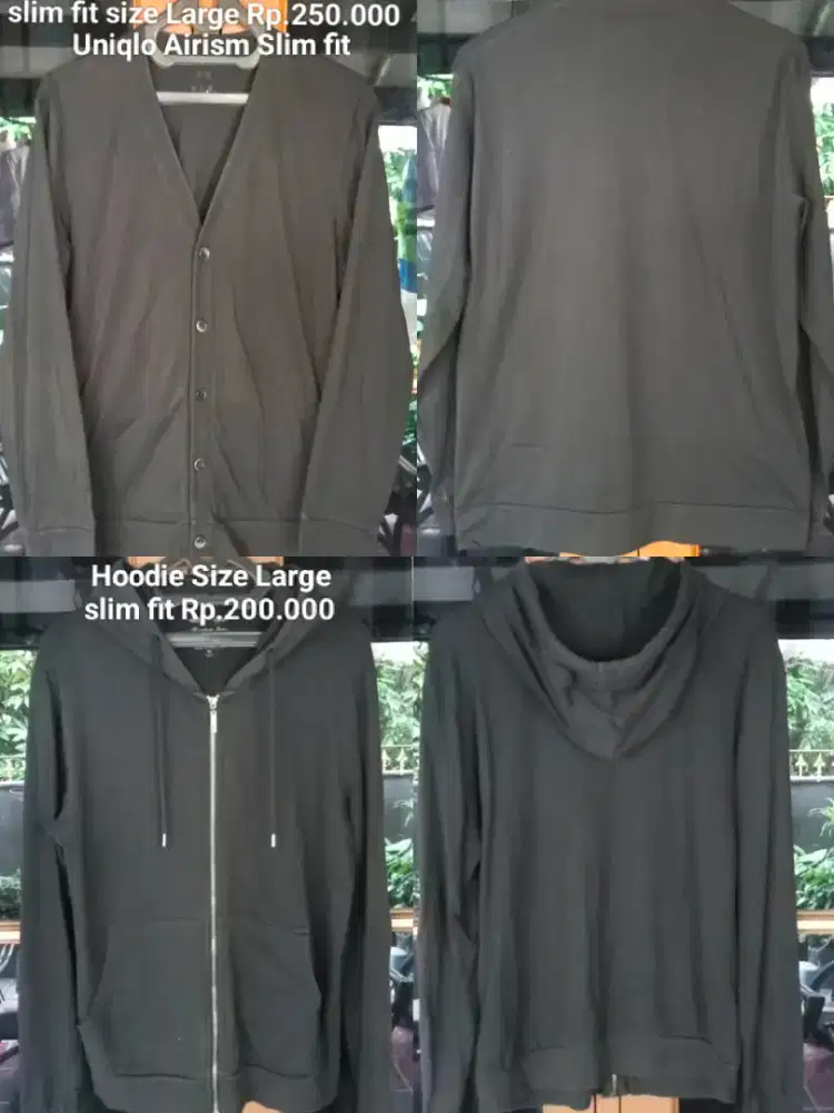 Jaket sweater hoodie hitam slimfit size L