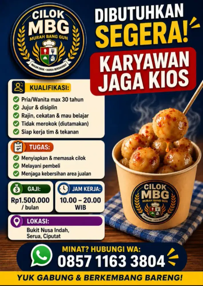 Loker karyawan kios cilok MBG