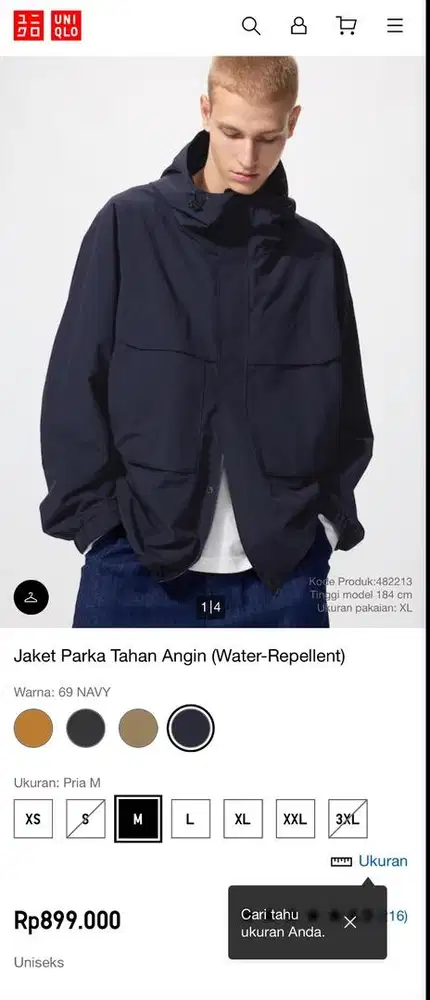 UNIQLO JAKET PARKA ANTI ANGIN