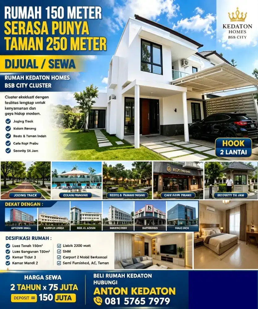 Sewa rumah kedaton bsb 2LT/furnished hilago miles citraland Ivy park