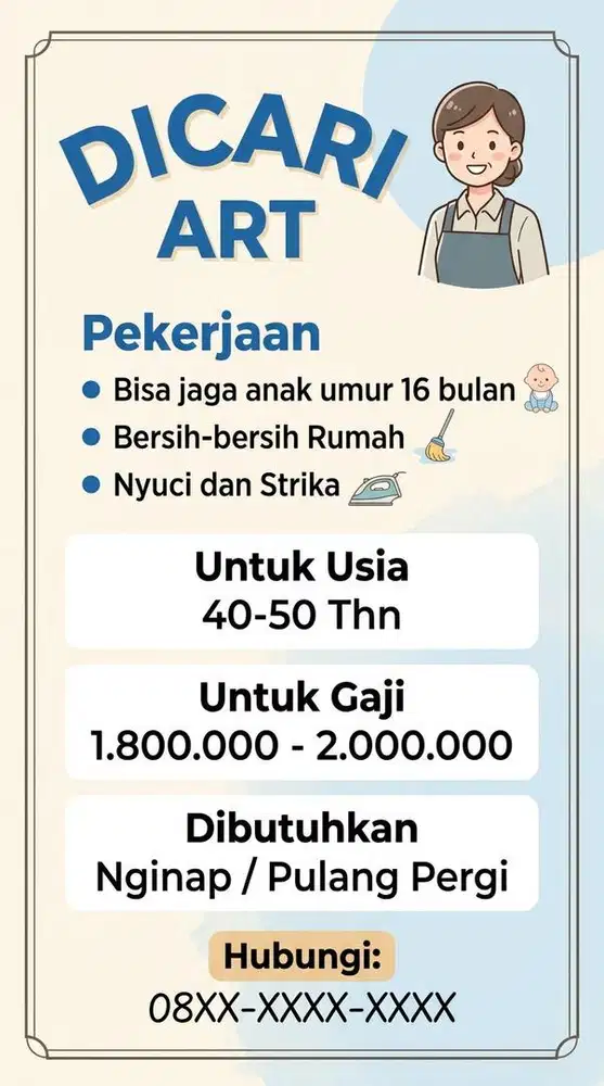 Di cari ART SEKITAR KELAPA DUA DEPOK