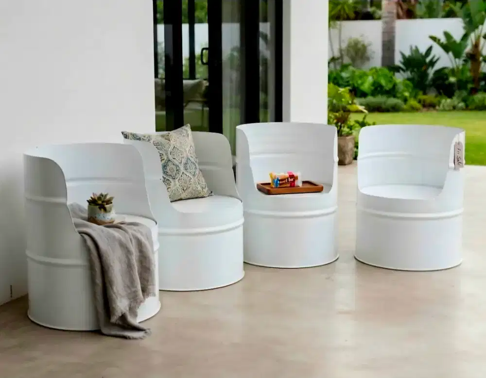 Kursi Santai Drum Industrial / Kursi Kafe Custom Modern Minimalis