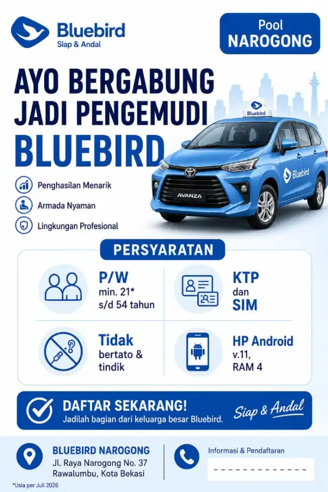 Lowongan pekerjaan DRIVER penghasilan Maksimal