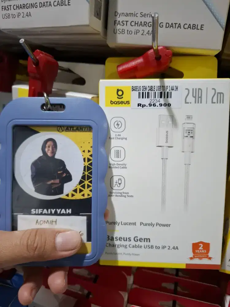 BASEUS GEM CABLE USB TO IP 2.4A 2M | ATLANTIS DAHSYAT