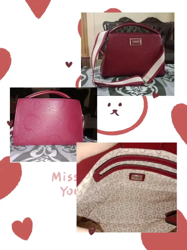 GUESS Handbag Burgundy/Maroon
