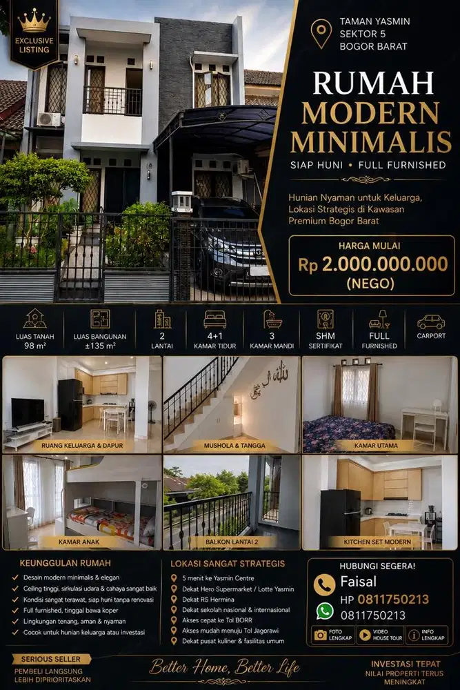 Dijual Rumah Siap Huni Full Furnished Taman Yasmin Bogor