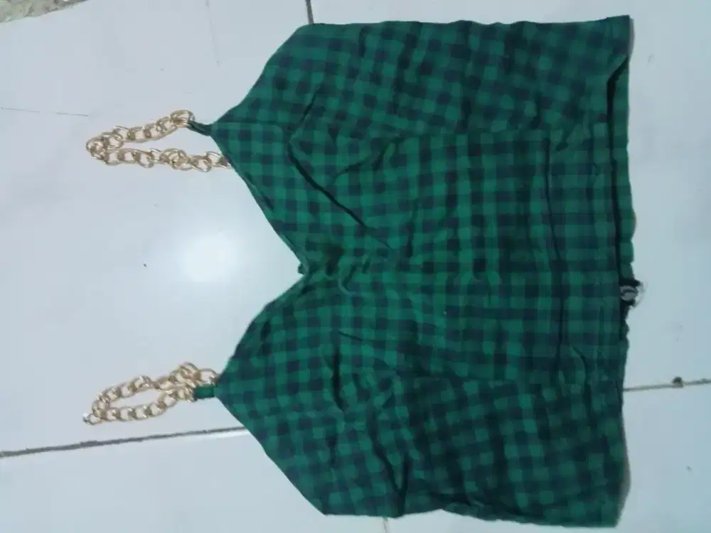 tangtop wanita crop kotak kotak
