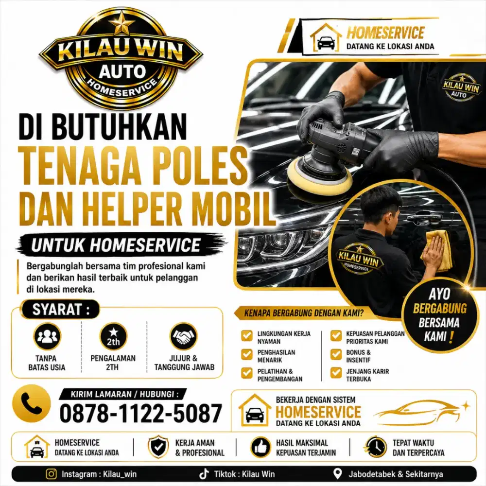 Di butuhkan tenaga poles mobil dan Helper