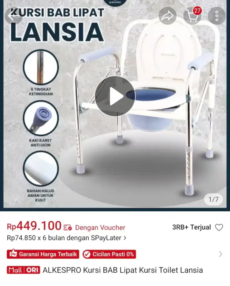 Kursi BAB lipat lansia
