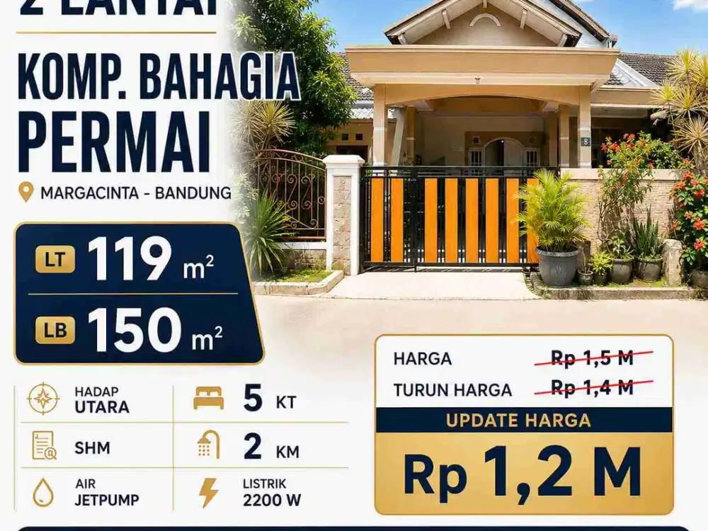 TURUN HARGA! Rumah di Komplek Bahagia Permai, Margacinta, Bandung