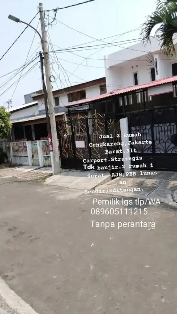 Jual rumah Cengkareng,Jakarta Barat.3lt crprt.Strategis&No banjir.AJB