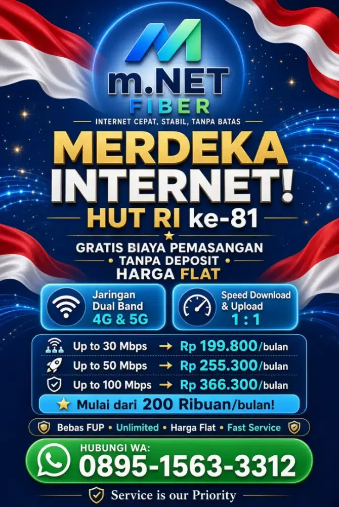 Internet Fiber Merdeka HUT RI Ke-81, Mulai Rp200 Ribu/Bulan!