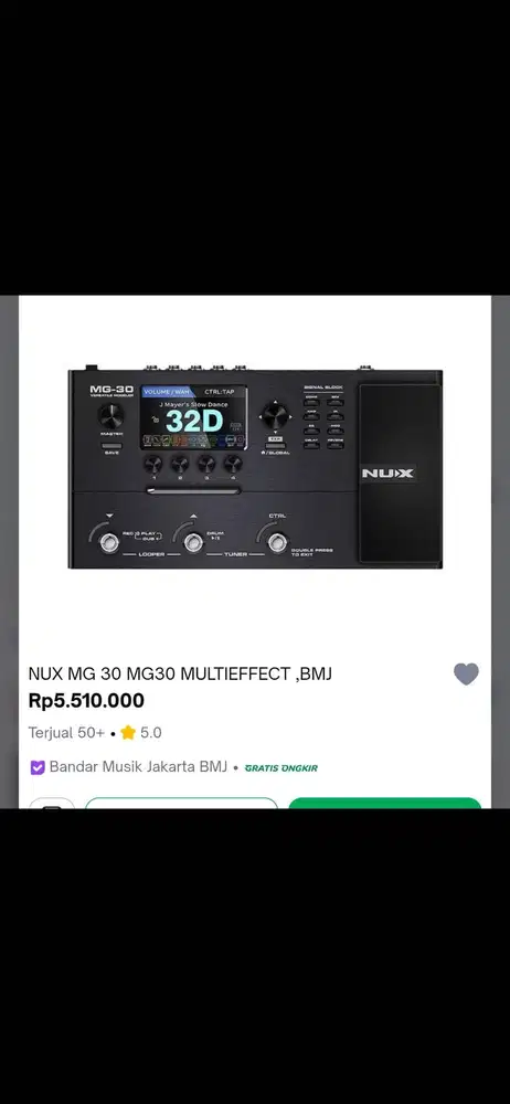 Gitar ibanez az 10 mode tone n efek nux mg30