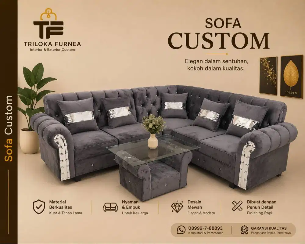 Sofa Ruang Tamu Custom Minimalis Full Set Berkualitas