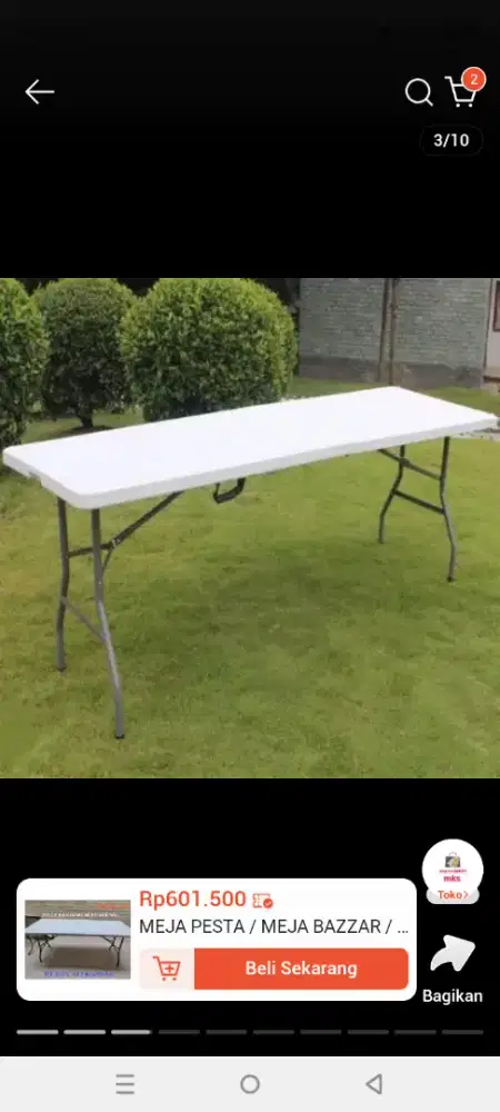 Meja lipat jualan ukuran panjang 150 cm