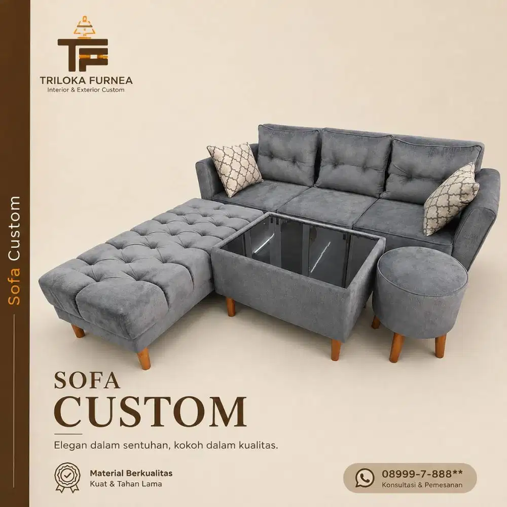 Sofa Minimalis Full Set Custom Untuk Ruang Tamu