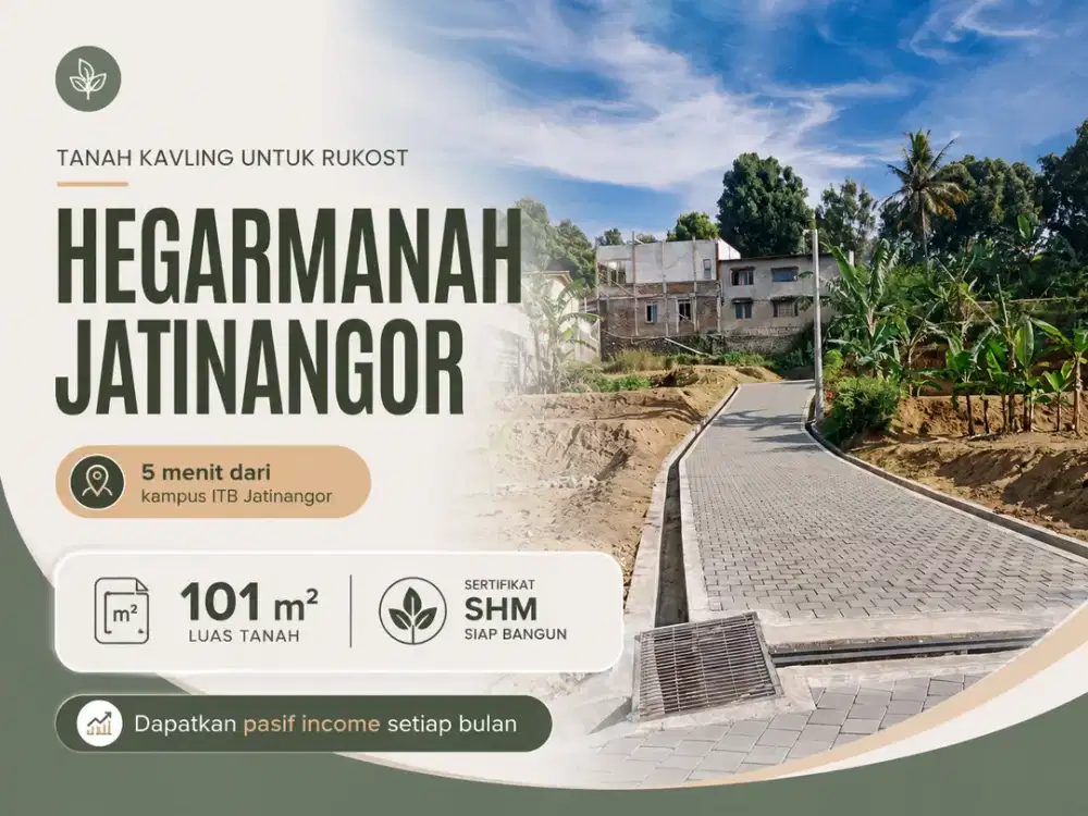 Jual Tanah Kavling SHM 101 m2 Hegarmanah Cikuda Jatinangor Cocok Rukos