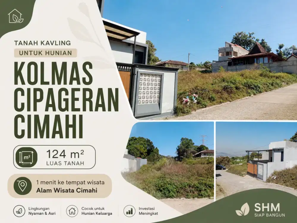 Jual Tanah Kavling SHM 124 m2 Kolonel Masturi Cipageran Cimahi Cocok Kos