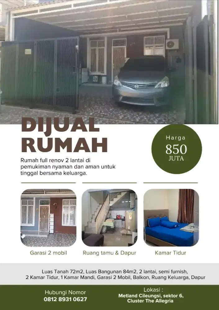 Nego sampai laku. Rumah full renov 2LT di Metland Cileungsi