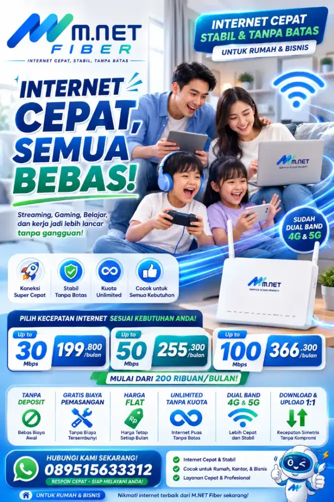 Internet Fiber Cepat Unlimited Mulai 200 Ribuan | MNET Fiber