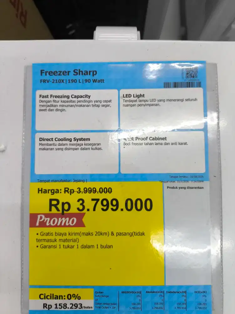 Diskon Freezer Sharp 190L