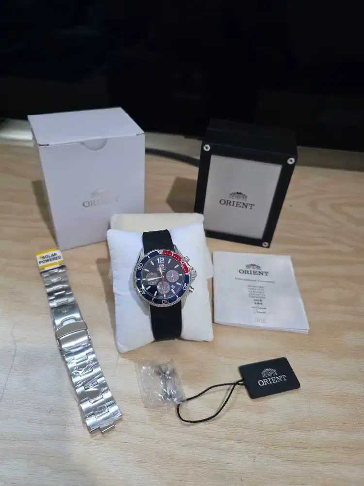 Orient Mako Solar Pepsi Chronograph RA-TX0201L Like New Bss RubbStrp