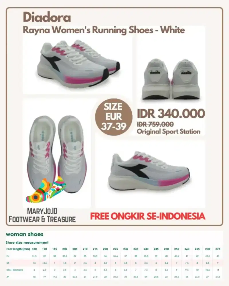 Diadora Rayna Women's Running Shoes - White  : size 37, 38, 39