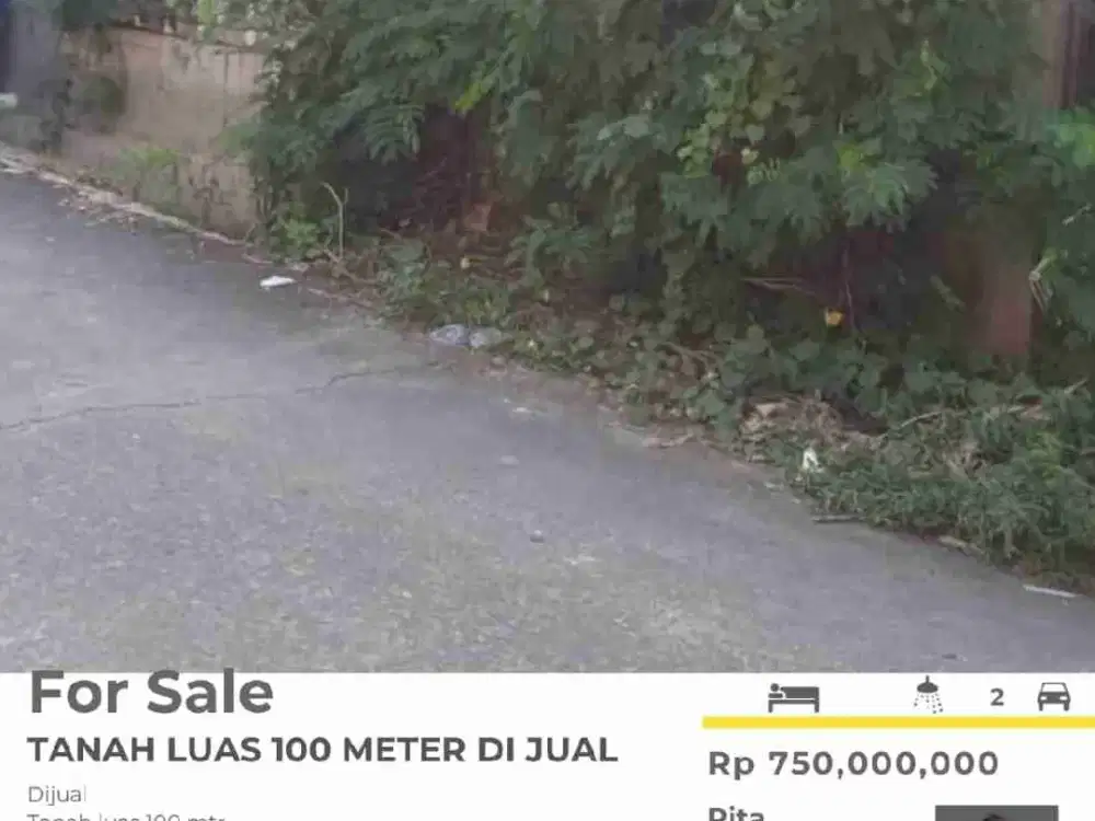TANAH LUAS 100 METER JUAL.CEPAT