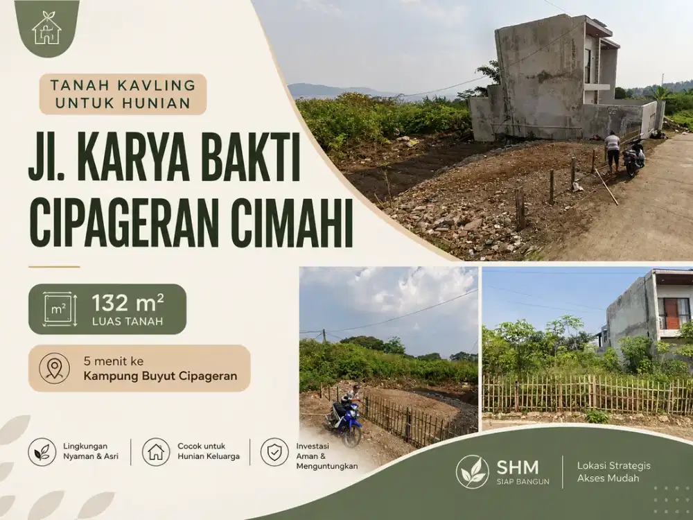 Kavling Tanah 132 m² SHM di Cipageran Cimahi Cocok untuk Hunian