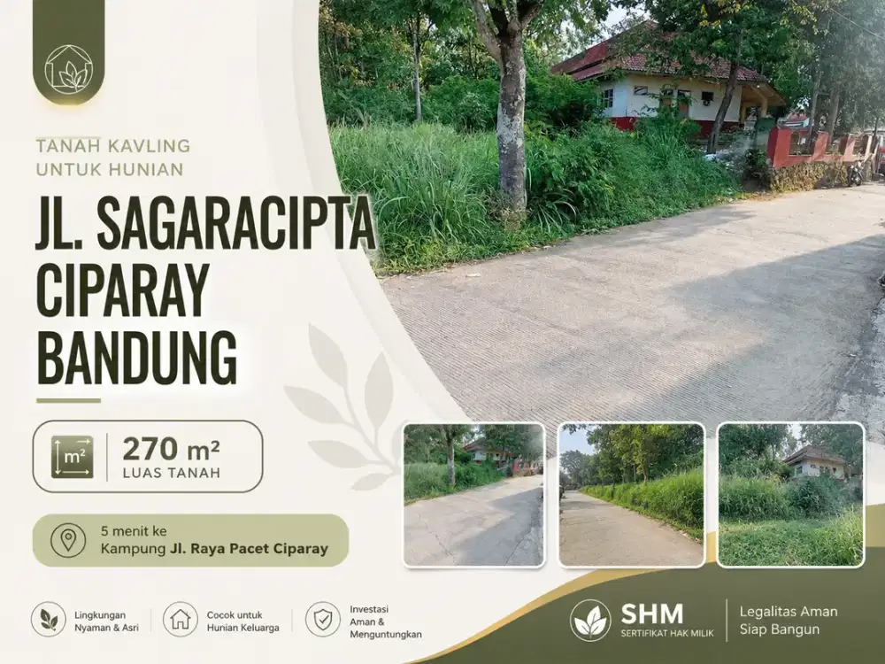 Kavling Tanah 270 m² SHM di Sagaracipta Pacet Ciparay Bandung Cocok untuk Hunian