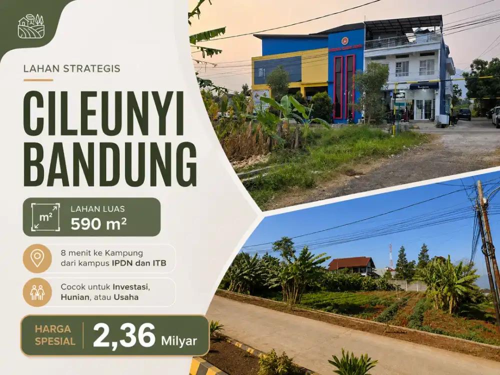 Kavling Tanah Luas 590 m² SHM di Cileunyi Bandung Cocok untuk Hunian atau Usaha