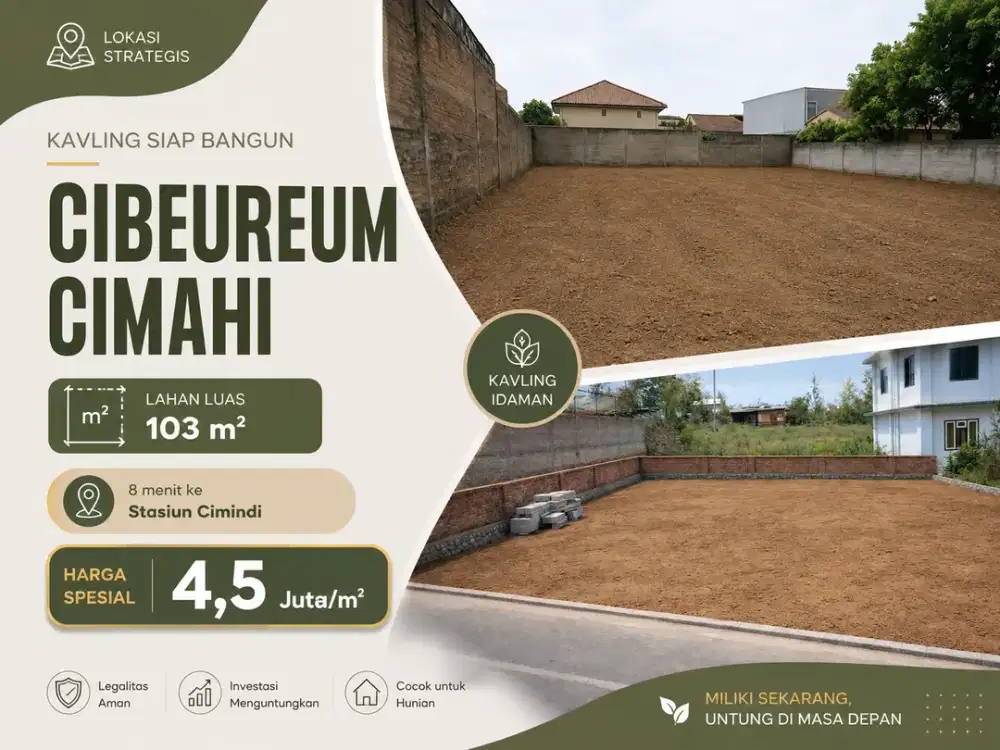 Kavling Tanah 103 m² SHM di Cibeureum Cimahi Cocok untuk Hunian atau Usaha