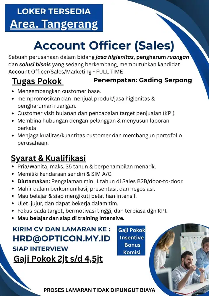 Lowongan Account Officer (Sales) Produk Berkembang