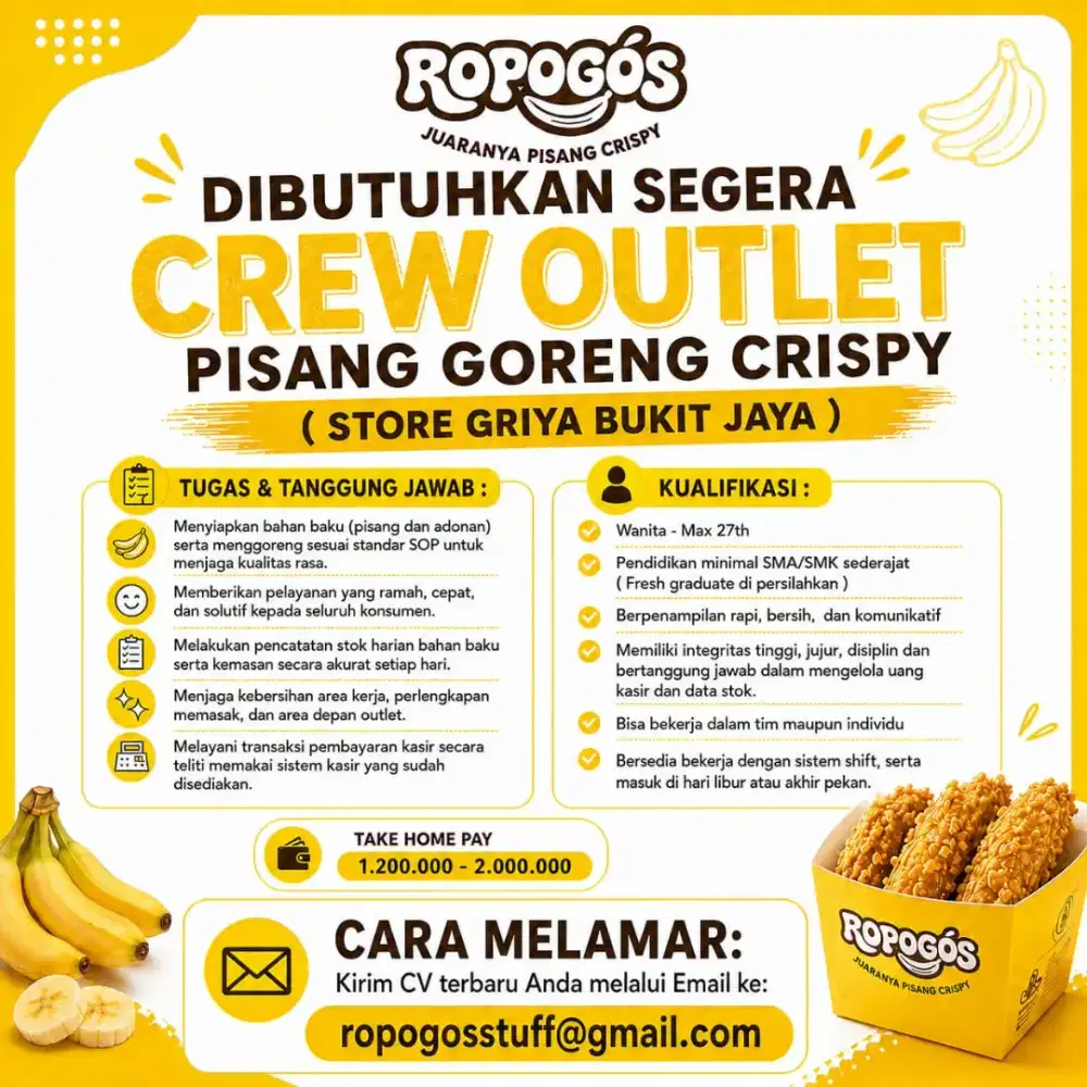 LOKER CREW OUTLET PISANG GORENG CRISPY - F&B