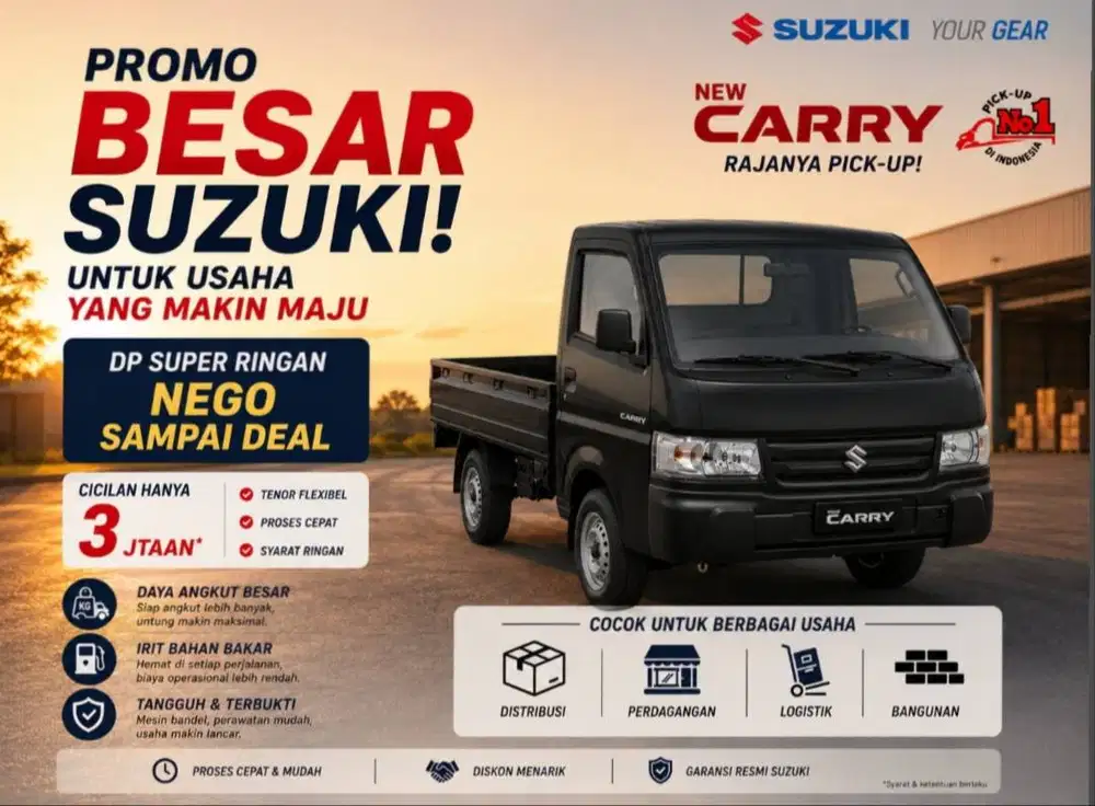 Suzuki new carry pick up WD fd ac ps kredit cash mobil baru 2026