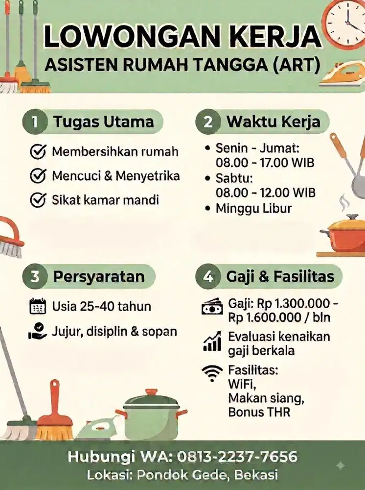 Lowongan Kerja ART PP (Pulang-Pergi)