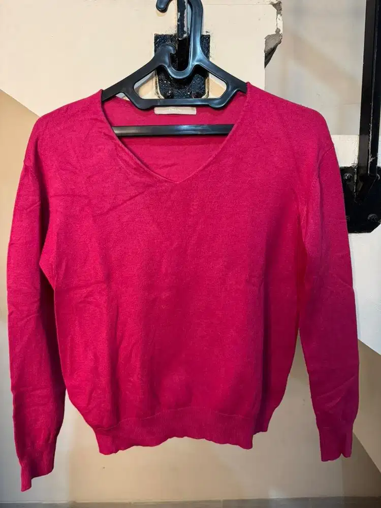 Sweater baju pakaian wanita cewek modern pink