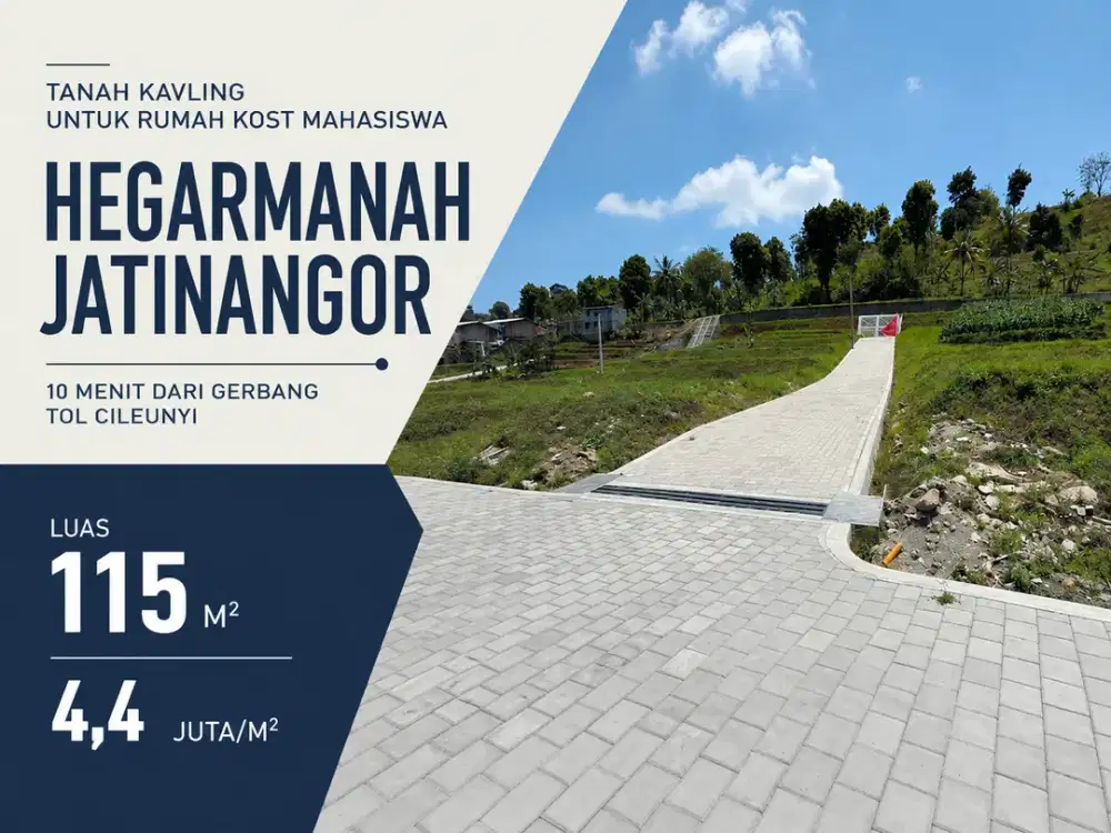 Tanah Kavling 115 m² SHM Hegarmanah Jatinangor Cocok untuk Kost Mahasiswa