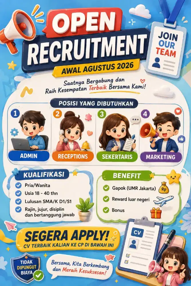 loker cewe/cowo 18-65 tahun