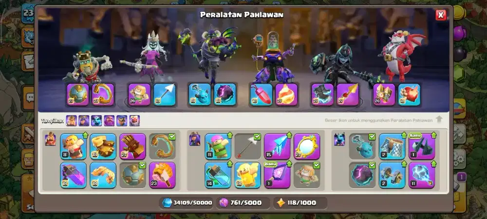 Jual akun coc th18 hamour max