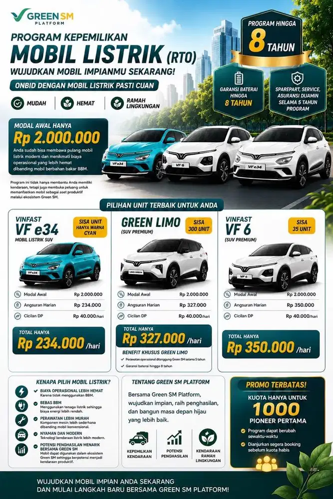 OPEN REC DRIVER GREENSM SISTEM KEPEMILIKAN/RENT TO OWN (RTO)