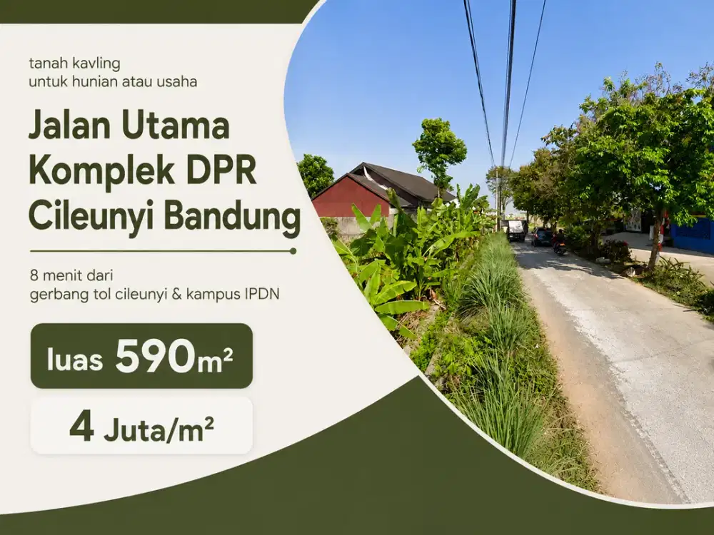 Tanah Kavling 590 m² di Komplek DPR Cileunyi Bandung