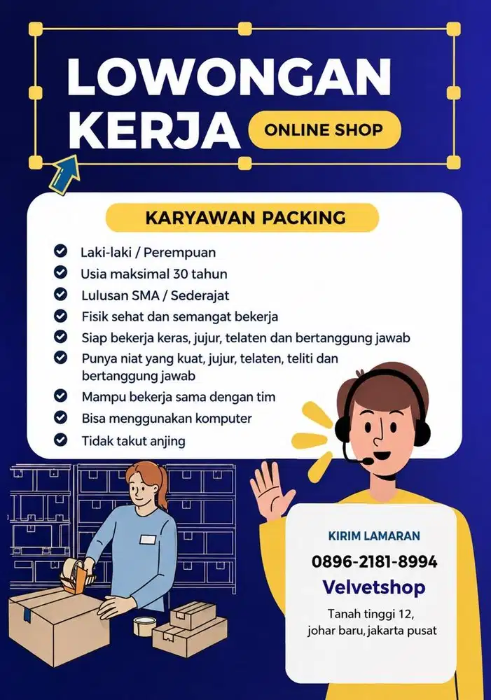 Dibutuhkan 1karyawan pria/wanita